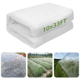 10 x 33FT Garden Mesh Netting, Ultra Fine Mesh Protection Netting Plant Covers Greenhouse Row Cover Raised Bed Screen Barrier Net for Vegetable Fruits Flowers Trees Crops, White