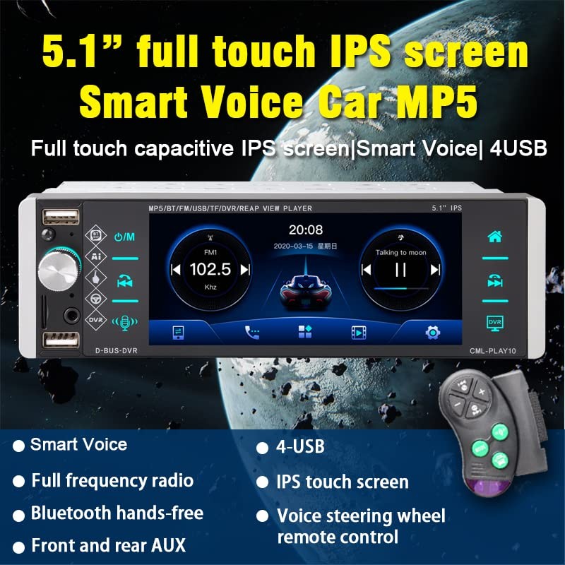 1DIN 5.1 inch Touch Screen Car Radio 5188 MP5 Player