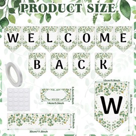 Mixweer 81 Pcs Welcome Back Banner Welcome Bulletin Board Set Eucalyptus Classroom Decor Classroom Borders for Bulletin Board Leaves Accents for First Day of School Back to School Decorations