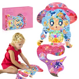 70 Piece Children's Puzzle, Fish Puzzle, Ocean Puzzle Toy, Ideal Educational Toy for Children Aged 3-10 Years to Train Children's Thinking and Observation Skills