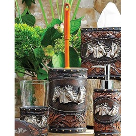 Horse Tooled Leather Toilet Brush