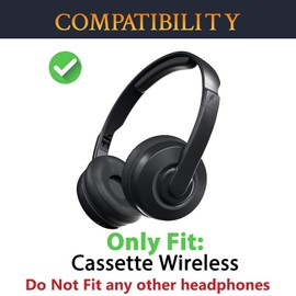 SOULWIT Headband Pad Cushion Cover for Skullcandy Cassette Wireless On-Ear Headphones, Replacement Headstrap Repair Part - Black