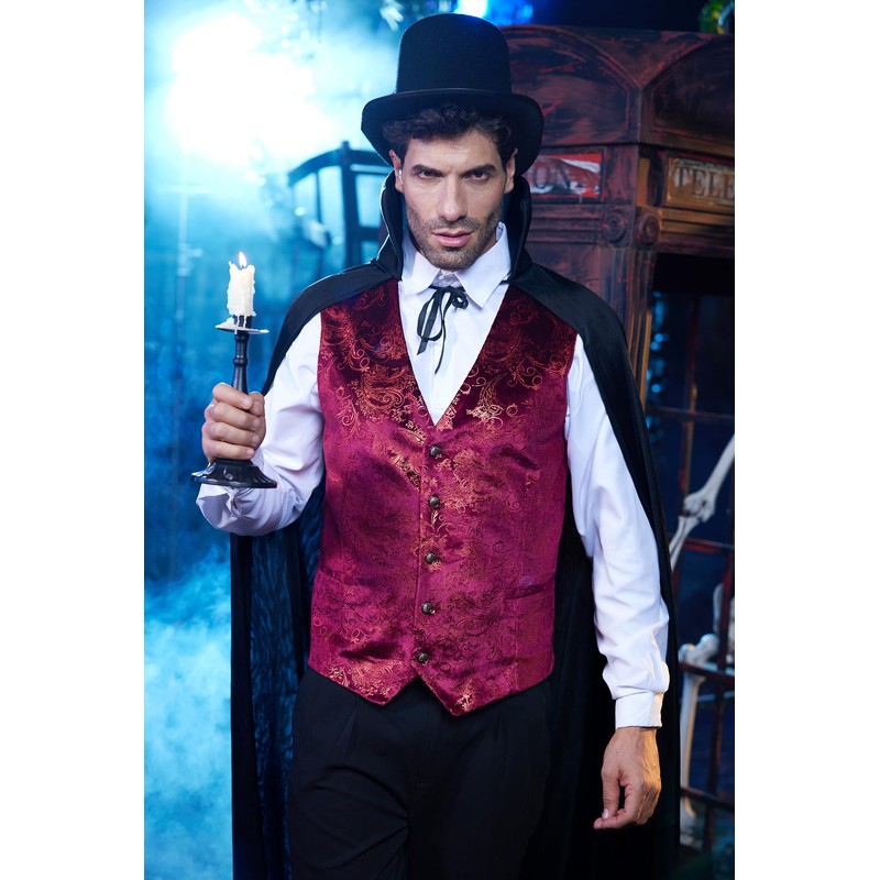 Mainfini Mens Vampire Cape Mardi Gras Adult Costume Cloak Medieval