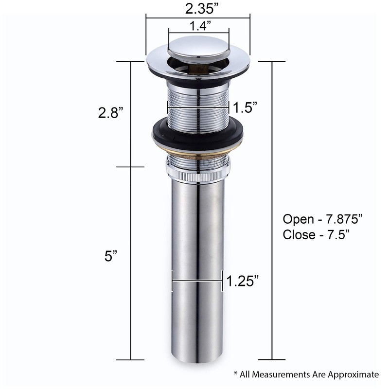 Luxier DS03-TC 1 1/2" Bathroom Faucet Vessel Vanity Sink Pop