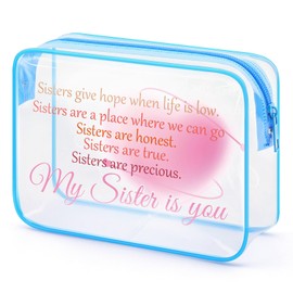 Gfhzdmf Sister Birthday Gifts Clear Makeup Bag Thank You Gifts for Women Friendship Present for Bestie BFF Soul Sister Wedding Graduation Present for Her Travel Pouch