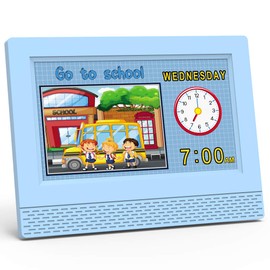 Kids Digital Alarm Clock Colorful, 7" Large LED Time Display Children's Sleep Trainer, Eye-Caring Digital Clock for Girls Boys Bedrooms Bedside, 17 Alarm Clock Settings English & French Birthday Gift