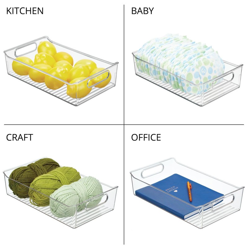 mDesign Plastic Kitchen or Pantry Storage Bins with Handles -