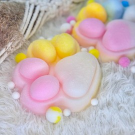 Pawfect Tail 2Pcs Taba Squishy Paw, Paw Squishy Toys, Cute Tri-Color Squeeze Toys for Stress Relief and Relax, Sticky Squishies Fidget Toys for Party Favors Novelty Things Birthday Gift (5 Inch)