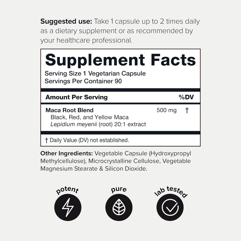 Maca Root - Ultra High Potency 20:1 Extract - Black,