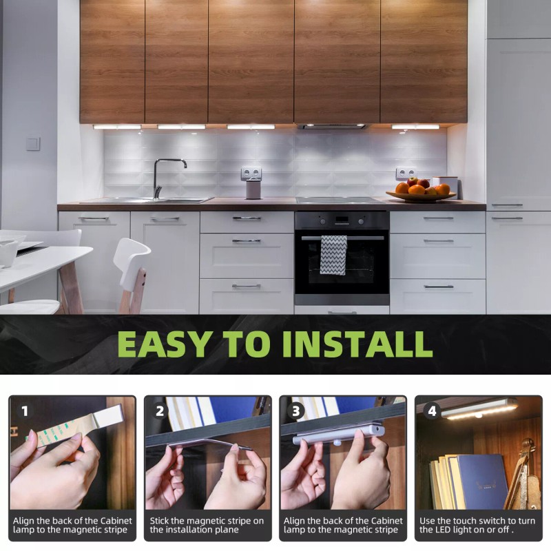 kuled 6Pack LED Closet Light Rechargeable Under Cabinet Lighting Motion