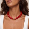 Forgreafa Red Chunky Beaded Necklace for Women Vintage Ruby Burgundy