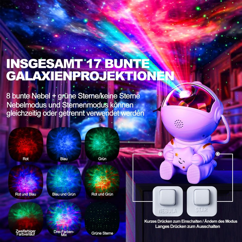 VIYSPNV Starry Sky Projector LED Astronaut Projector with 17 Nebula