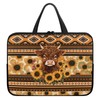 ZIATUBLES Aztec Sunflower Highland Cow Print Laptop Sleeve Case with
