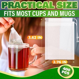400 Pcs Disposable Tea Bags for Loose Leaf Tea - Reusable Tea Bags Empty Tea Bags for Loose Tea Filter Bags Tea Infuser for Loose Leaf Tea Bags - Loose Leaf Tea Infuser Tea Sachets for Loose Tea