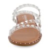 CUSHIONAIRE Women's Tonya Studded slide sandal with Memory Foam, Clear,