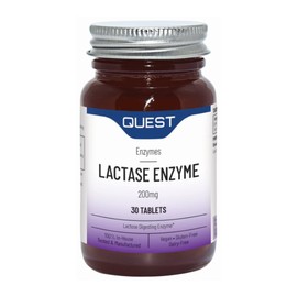Quest Lactase Enzyme 200mg for Lactose Intolerance Relief. 2000 ALU Fast Relief Dairy Enzymes Digestive Supplement to Prevent Gas, Bloating & Diarrhoea. Dairy Free, Gluten Free & Vegan (30 Tablets)