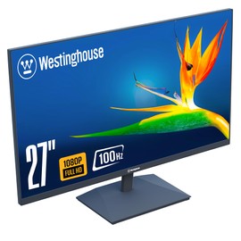 Westinghouse 27 Inch Computer Monitor, 100Hz, 1080p Full HD IPS Display, Adaptive Sync, Blue Light Protection, Home Office PC Monitor with Built-in Speakers, HDMI, VGA, for Work & Productivity