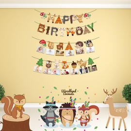 Ali's Creationz 1st Birthday Decorations, Woodland Birthday Decorations, Woodland Party Decorations, Woodland Animal Birthday Banner, Woodland Photo Banner, Safari Jungle Animal Wild One Banner