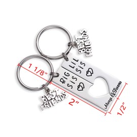 LParkin Big Sis Lil Sis Keychain Set of 2 Gift For Big Sister Little Sister Best Friends Keyring Sister Gifts From Sister Friendship Keychain Sister Keychains