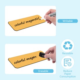 Pack of 80 Magnetic Strips Writeable, 60 x 20 mm Magnetic Labels for Labelling, Wipeable Magnets Writeable, 5 Colours Writeable Magnetic Labels for Whiteboard, Magnetic Board, Fridge