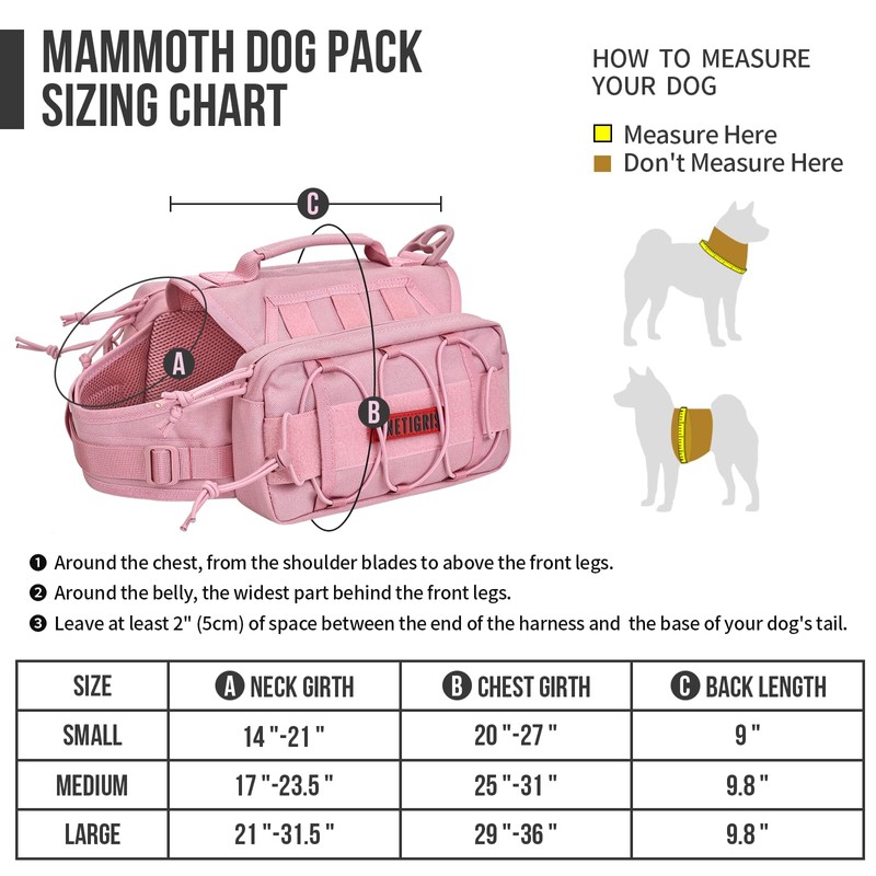 OneTigris Dog Backpack for Medium & Large Dogs, Mammoth Nylon