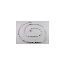 925 Sterling Silver Rice Bead Chain, Silver Oval Bead Chain Necklace, Silver Beaded Chain Necklace. (32.00, 3MM)