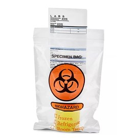100pcs Biohazard Specimen Bags, 6x9.8in/15x25cm 2 MIL Laboratory Sample Bag with Biohazard Logo Printing, Ziplock Top with Outside Pocket Paperwork Pouch