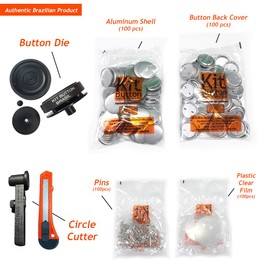 Cardenas - Kit Button Maker Machine - Button Maker Mold, DIY Button Pin Maker Machine - with 100 Buttons, Orange, 1 1/2" (38mm)