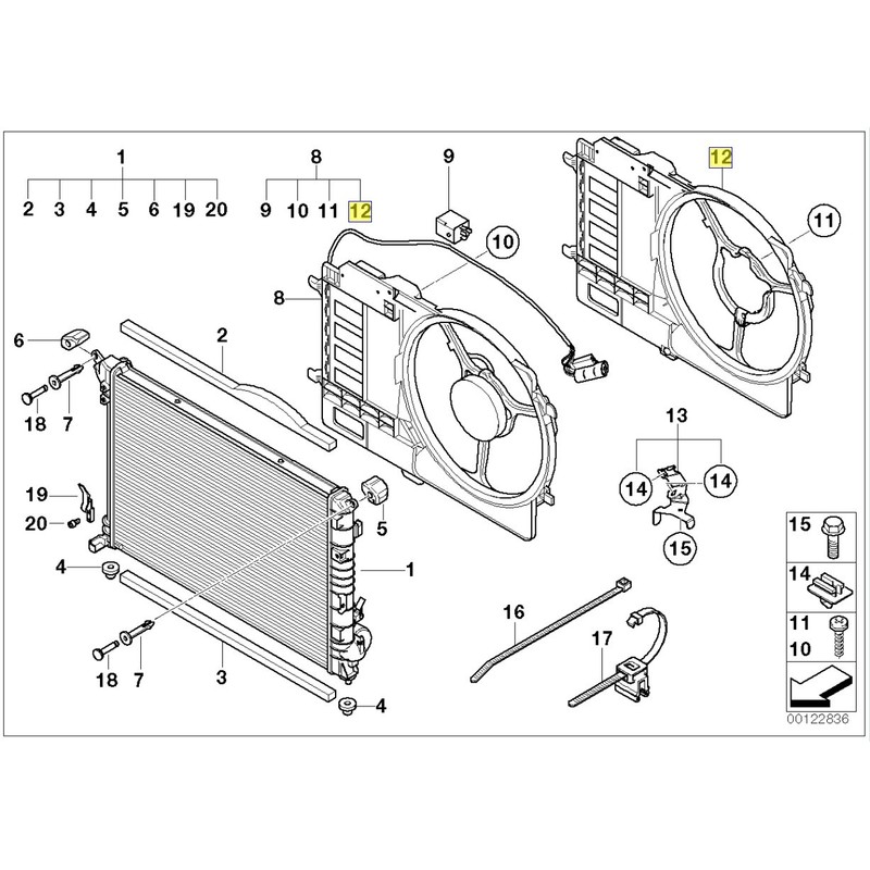 MINI R50 R53 Engine Cooling Fan Shroud Housing 1475577 Genuine