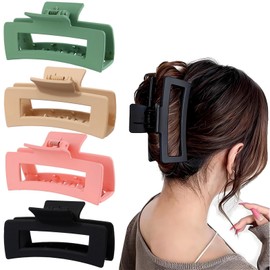 Flomiara 4PCS Hair Clips for Women, Large Claw Clips, Square Hair Clip, Suitable for Thick Thin Hair, Large Strong-Hold Claws for Styling, 10.5 Centimeter Hair Clip Set, Light Cute for Women Girls