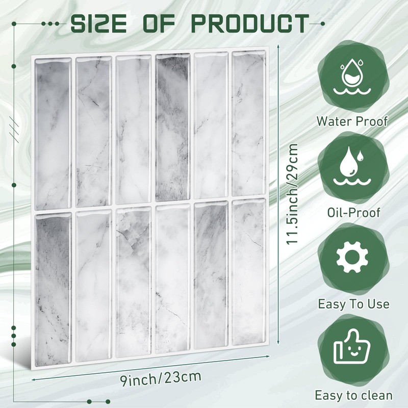 Drydiet 10 Sheets Tile Peel and Stick Backsplash 11.43 x