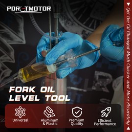 Motorcycle Fork Service Tool Kit, 3PCS Upgrade Fork Oil Level Tool, Spring Compressor and Damper Rod Bleed Tool(Set D)