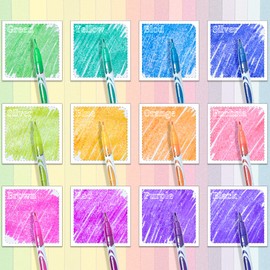 BONACE 12Pcs Glitter Paint Markers,1.6mm Fine Point Tip Glitter paint pens, Quick Dry,Kids Adults DIY Crafts Making, Greeting Birthday Cards Present,Back to School Supplies （Sliver Glitter）