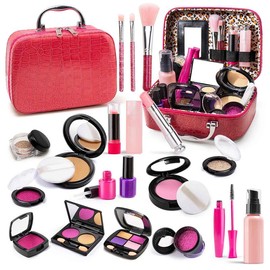Simulated Makeup Kit for Girls, Play Makeup Set for Kids - Includes Cosmetic Bag for Birthdays and Christmas, Imaginary Makeup Fun for Toddlers and Little Girls Ages 3+:_JS-216（red）