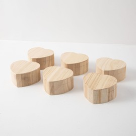 6 Piece Small Wooden Box Unfinished Wooden Treasure Box with Lids for DIY Crafts (5 x 4.7 x 2.5 inches)