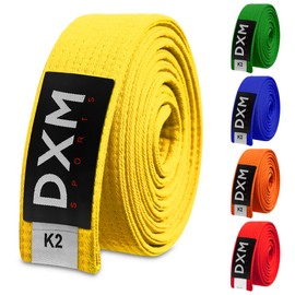 DXM SPORTS BJJ Jiu Jitsu Belt - Taekwondo Karate Belt - Martial Arts Uniform Ranking Judo Belt Double Stitched for Kids Adult (Yellow, 240cm)