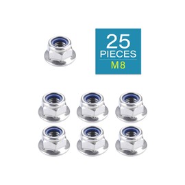 IMScrews M8 x 1.25 Flange Nuts, 304 Stainless Steel Hex Flange Nuts, DIN6926 Locking Nuts with Integrated Washer Base, Corrosion Resistant Hardware for Secure Fastening, Pack of 25
