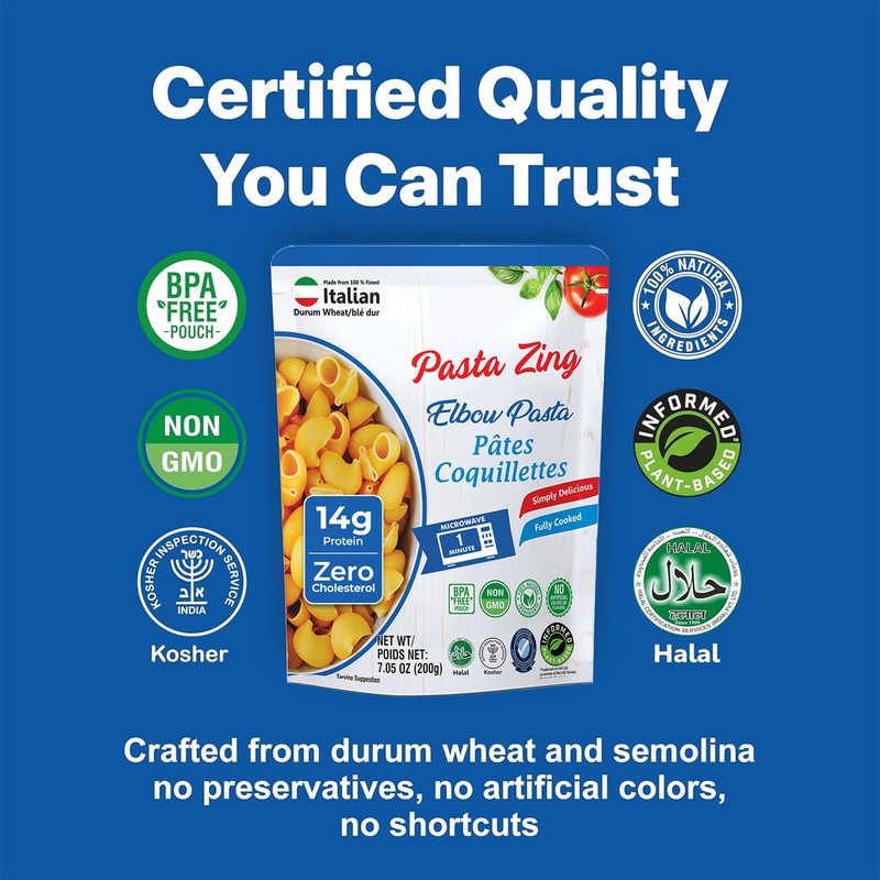 Pasta Zing Elbow Pasta – Fully Cooked, Microwave-Ready in 1