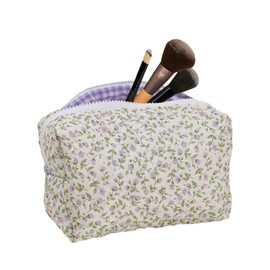 svpfuo Cosmetic Bag Flowers, Quilted Cosmetic Bag, Make Up Bag, Large Capacity, Easy to Carry, Can Hold a Variety of Cosmetics and Beauty Tools