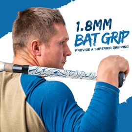 1.8mm Bat Grip, Great-Tacky Bat Wrap, Non-Slip Dotted Baseball Bat Tape, 43'' Batting Grip for Baseball & Softball Bats, with 10M Black Electric Tape (Dark Blue White)