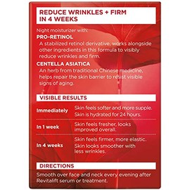 L'Oreal Paris Revitalift Crema de noche facial antiarrugas y reafirmante, Pro Retinol 1.7 oz