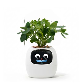 PLANTSIO Ivy AI Smart Planter Intelligent Flower Pot for Home Decoration Plants Companion Neat Desk Setup Gift Pet Planter Robot Guidance on Plant Care with Emojis (Ivory)