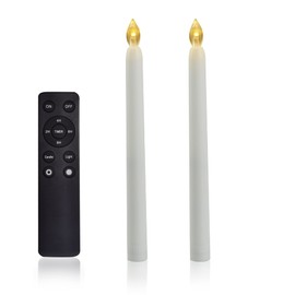 Battery Operated Taper Candles with Remote and Timer, Realistic Flickering Electric Tall Flameless LED Lights for Window Table Wedding Dinner Party Christmas Centerpiece Fireplace Decorations 2 Pack
