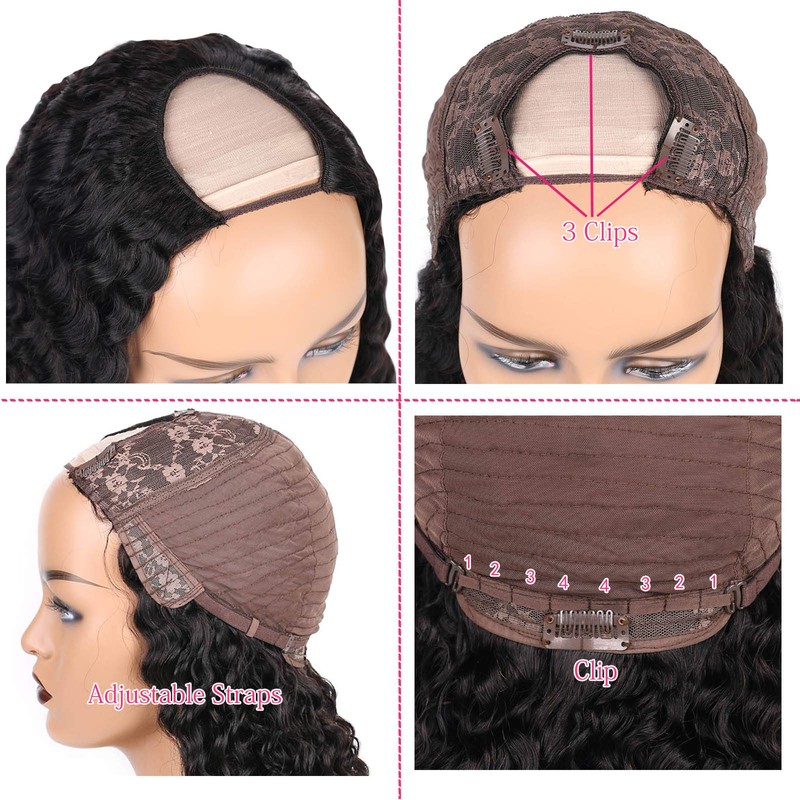 None Lace Front Machine Made Wig Deep Wave for Black