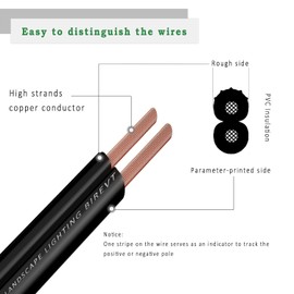 FRUDRIK Low Voltage Landscape Lighting Wire - Outdoor Direct Burial Underground Low-Energy Circuit Cable (16/2 Black, 500ft)