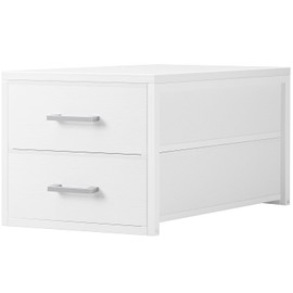 BOLUO Stackable Storage Drawers Narrow Closet Organizers and Storage Fabric White 2 Drawer Dresser for Bedroom Modern
