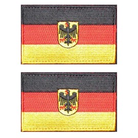 2 PCS AliPlus Germany Flag Emblem Patches Embroidered Tactical Military Morale Patch Applique Fastener Hook and Loop(Emblem)