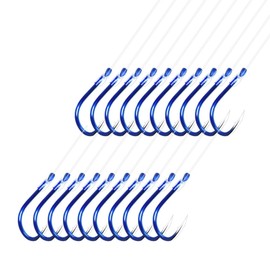 AMHDV Tiny Fishing Hooks with Line, Small Fishing Hook and Leader (Pack of 20) (Blue, 12# (2.2-4.4lb))