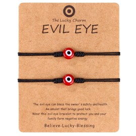 JUVJEW Red Evil Eye Anklet Bracelets for Women Black Rope Knot Strand Thread String Bracelet mal de ojo Protection Jewelry (red evil eye black string)