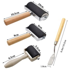 4 Pack Rubber Roller - Brayer Rollers with 3 Size for Crafting Brayer Rollers for Printmaking Brayer Tool Paint Brush Ink Applicator Art Craft Oil Painting Tool 2.4 in,4 in,5.91 in + 1 Scraper HRJZF